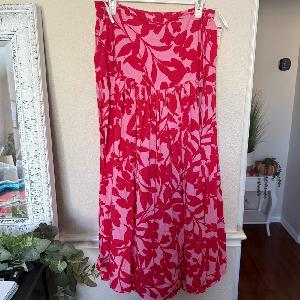 Floral Red and Pink Women's Skirt Abel the Label LARGE - Picture 12 of 13